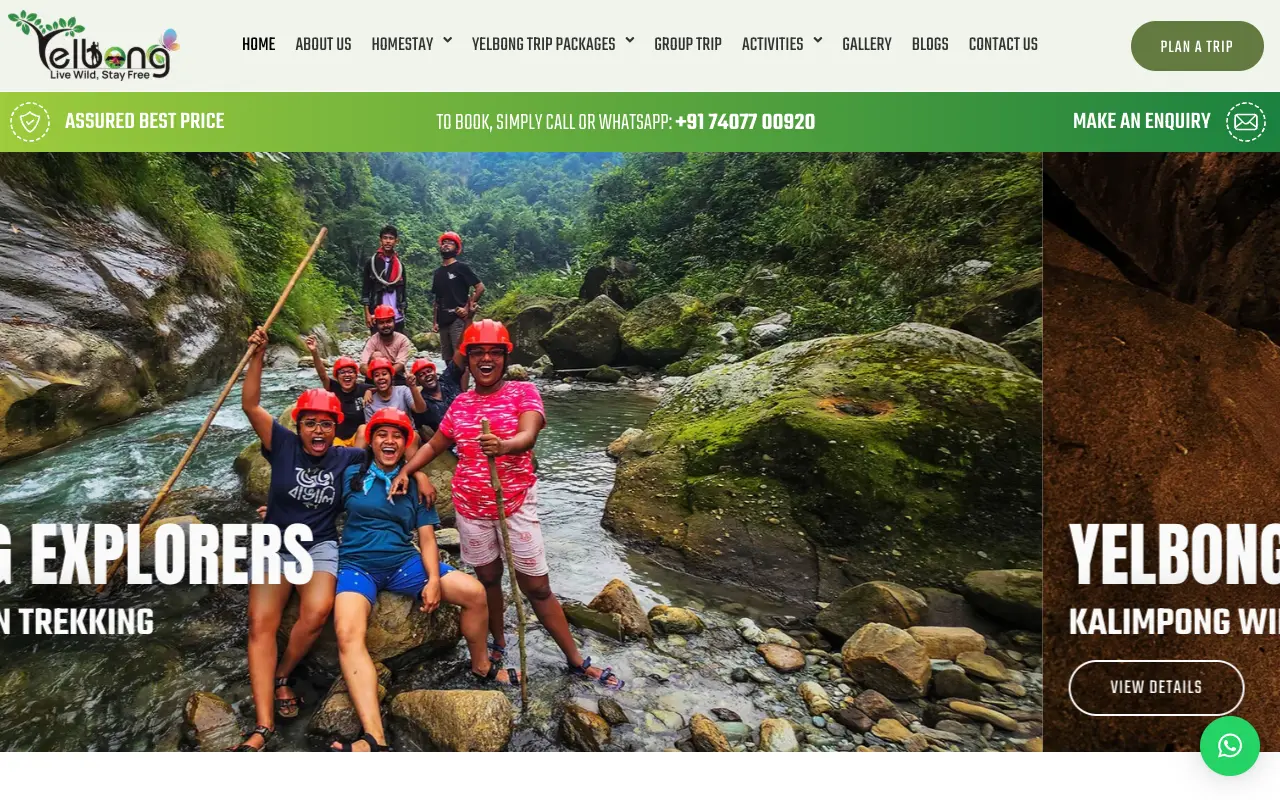 Yelbong Homestay — landing page screenshot